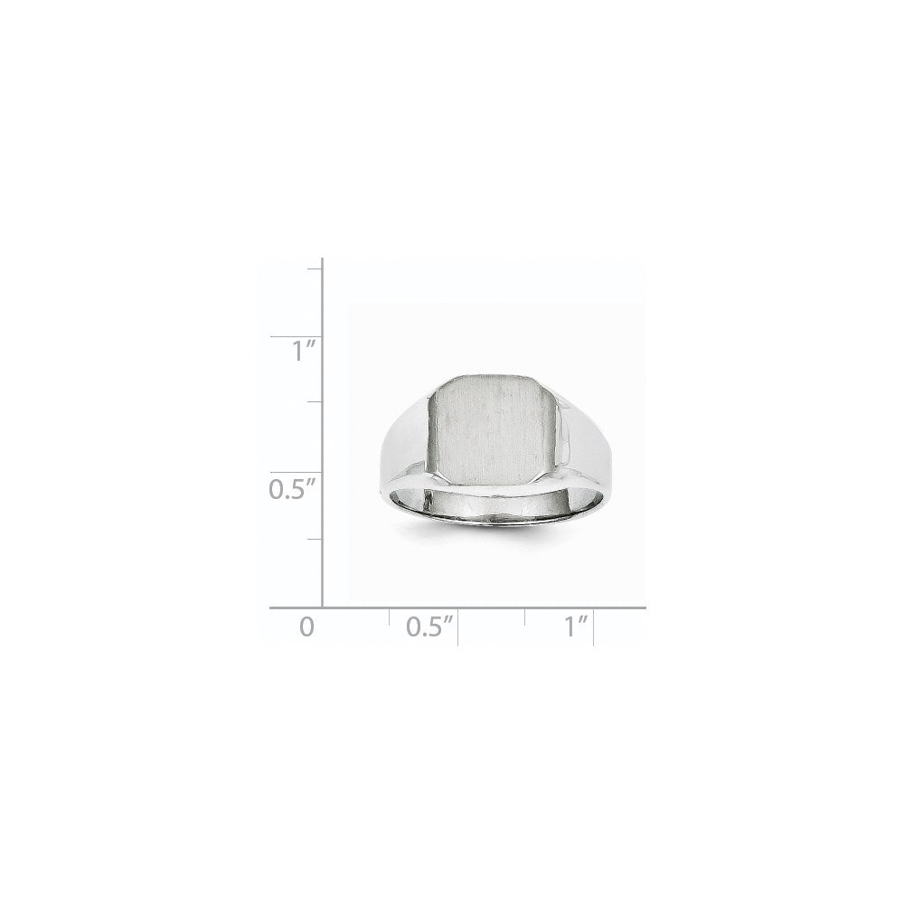 14K White Gold 11.0x10.5mm Closed Back Men's Signet Ring