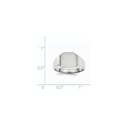 14K White Gold 11.0x10.5mm Closed Back Men's Signet Ring