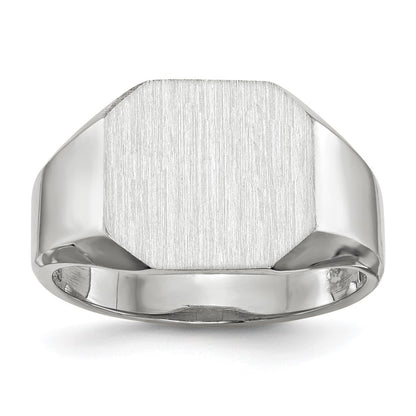 14k White Gold 11.0x11.0mm Open Back Men's Signet Ring