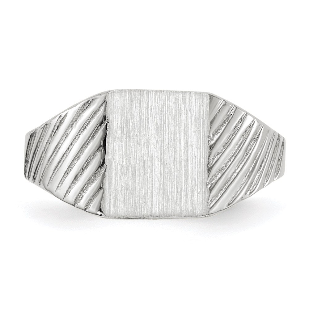 14k White Gold 8.5x6.0mm Closed Back Child's Signet Ring