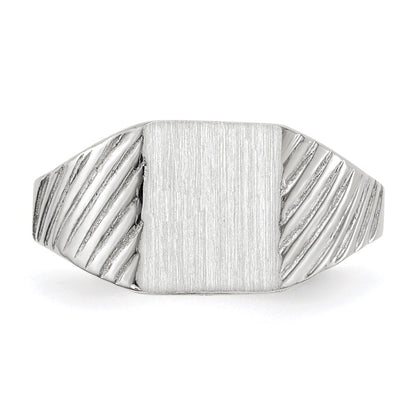 14k White Gold 8.5x6.0mm Closed Back Child's Signet Ring