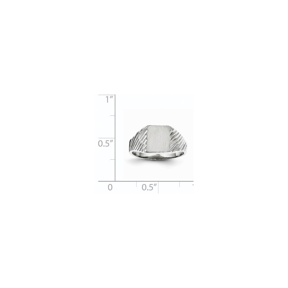 14k White Gold 8.5x6.0mm Closed Back Child's Signet Ring