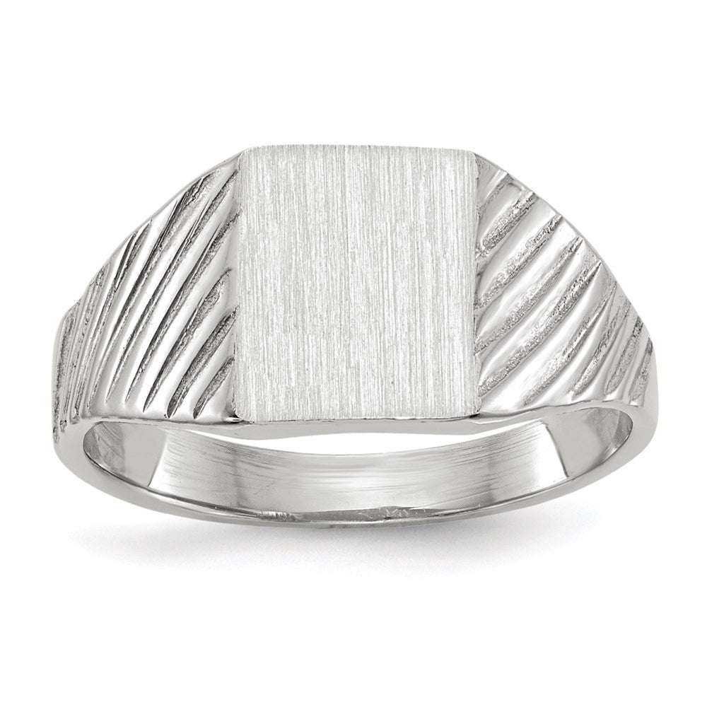 14k White Gold 8.5x6.0mm Closed Back Child's Signet Ring