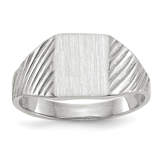 14k White Gold 8.5x6.0mm Closed Back Child's Signet Ring