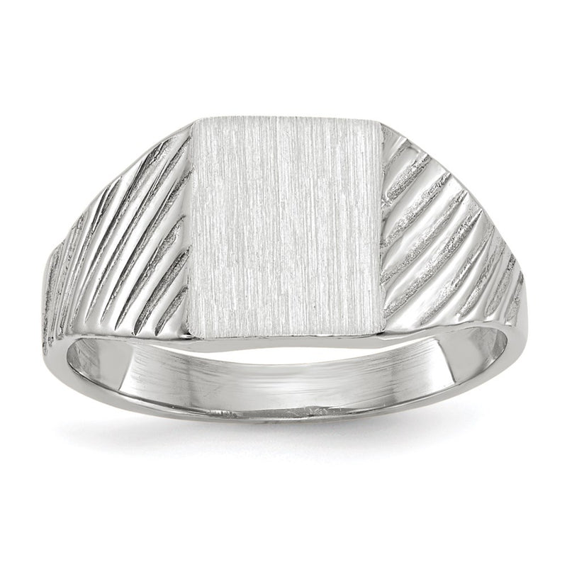 14k White Gold 8.5x6.0mm Closed Back Child's Signet Ring