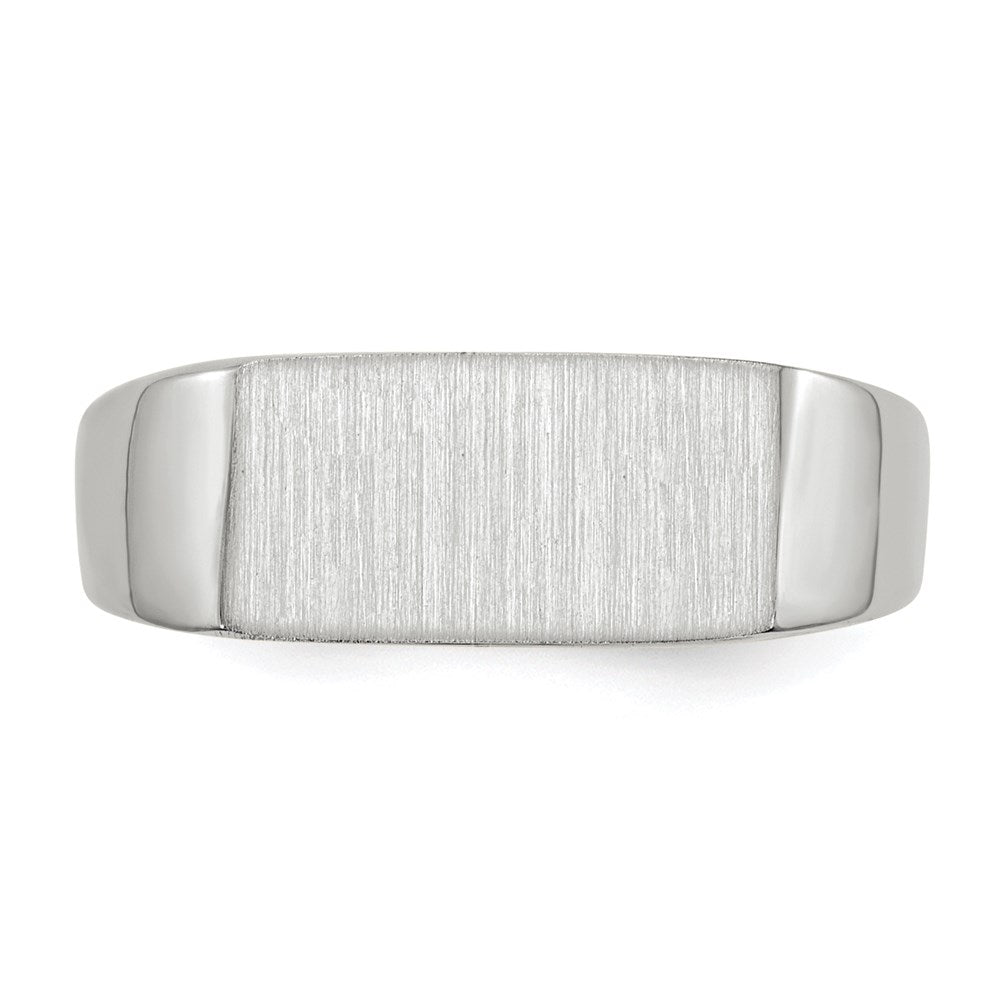 14k White Gold 6.5x12.0mm Closed Back Signet Ring