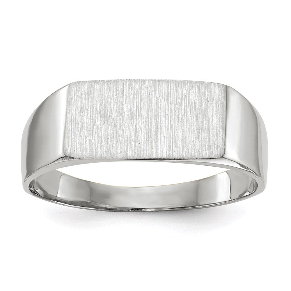 14k White Gold 6.5x12.0mm Closed Back Signet Ring