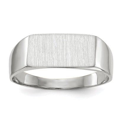 14k White Gold 6.5x12.0mm Closed Back Signet Ring