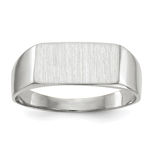 14k White Gold 6.5x12.0mm Closed Back Signet Ring