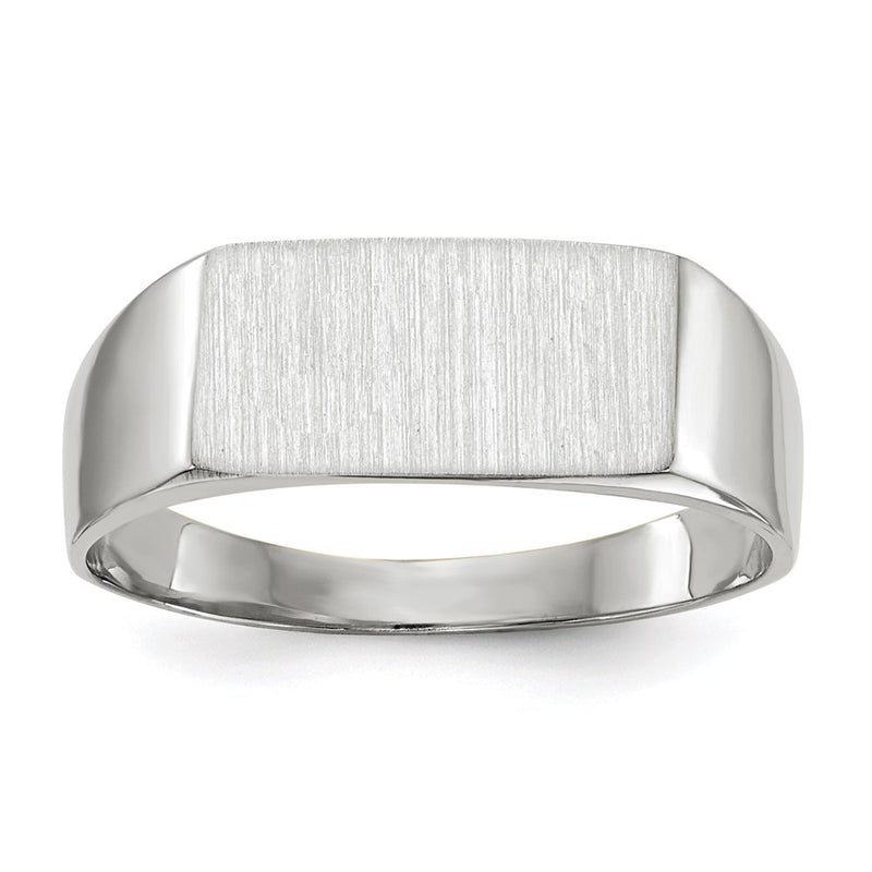 14k White Gold 6.5x12.0mm Closed Back Signet Ring