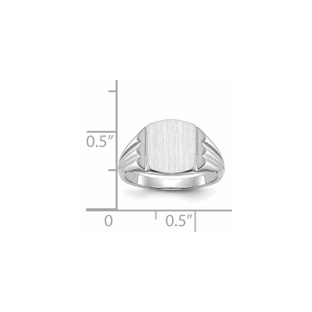 14k White Gold 9.5x8.0mm Closed Back Signet Ring