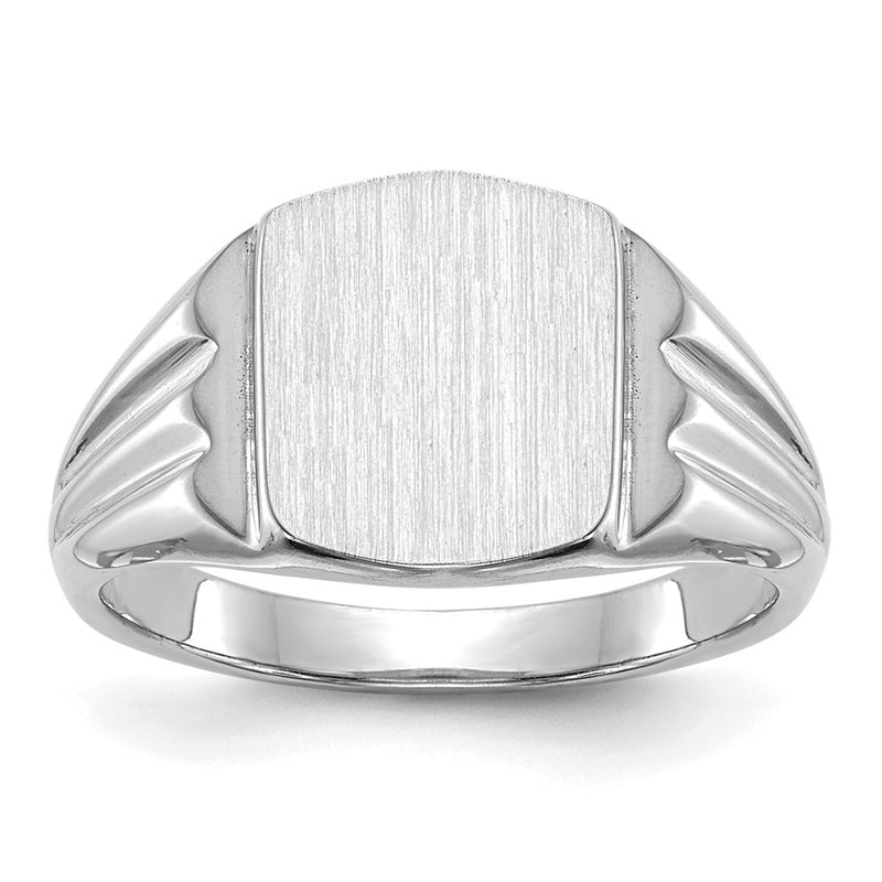 14k White Gold 9.5x8.0mm Closed Back Signet Ring