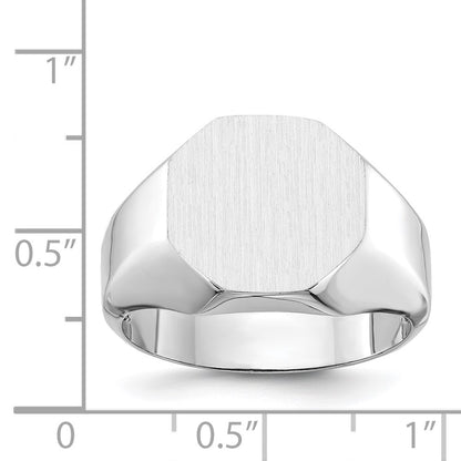 14k White Gold 13.5x14.0mm Open Back Men's Signet Ring