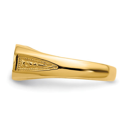14K Yellow Gold Signet Ring Solid Back