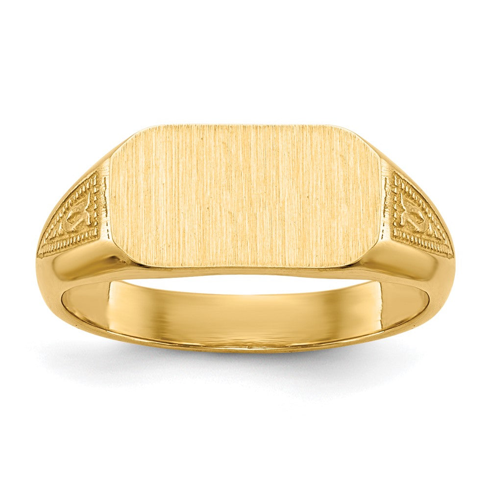 14K Yellow Gold Signet Ring Solid Back