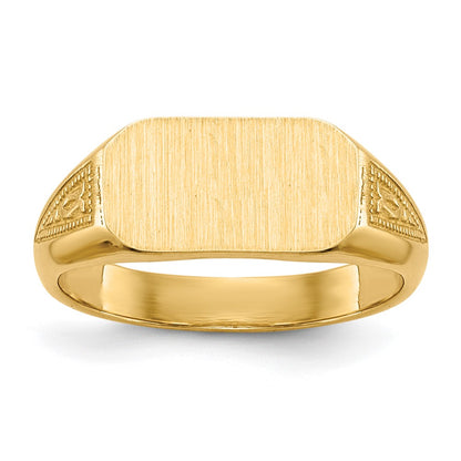 14K Yellow Gold Signet Ring Solid Back