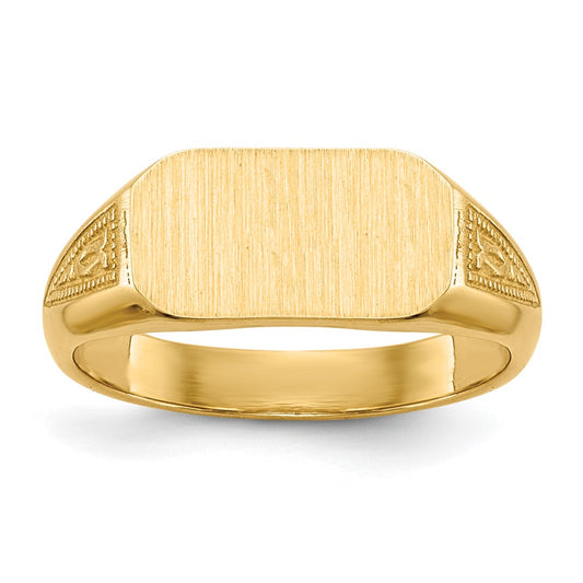 14K Yellow Gold Signet Ring Solid Back