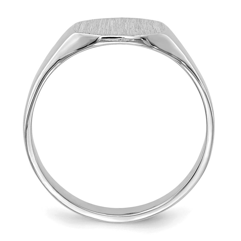 14k White Gold Signet Ring 8.5mmx6.5mm Solid Back