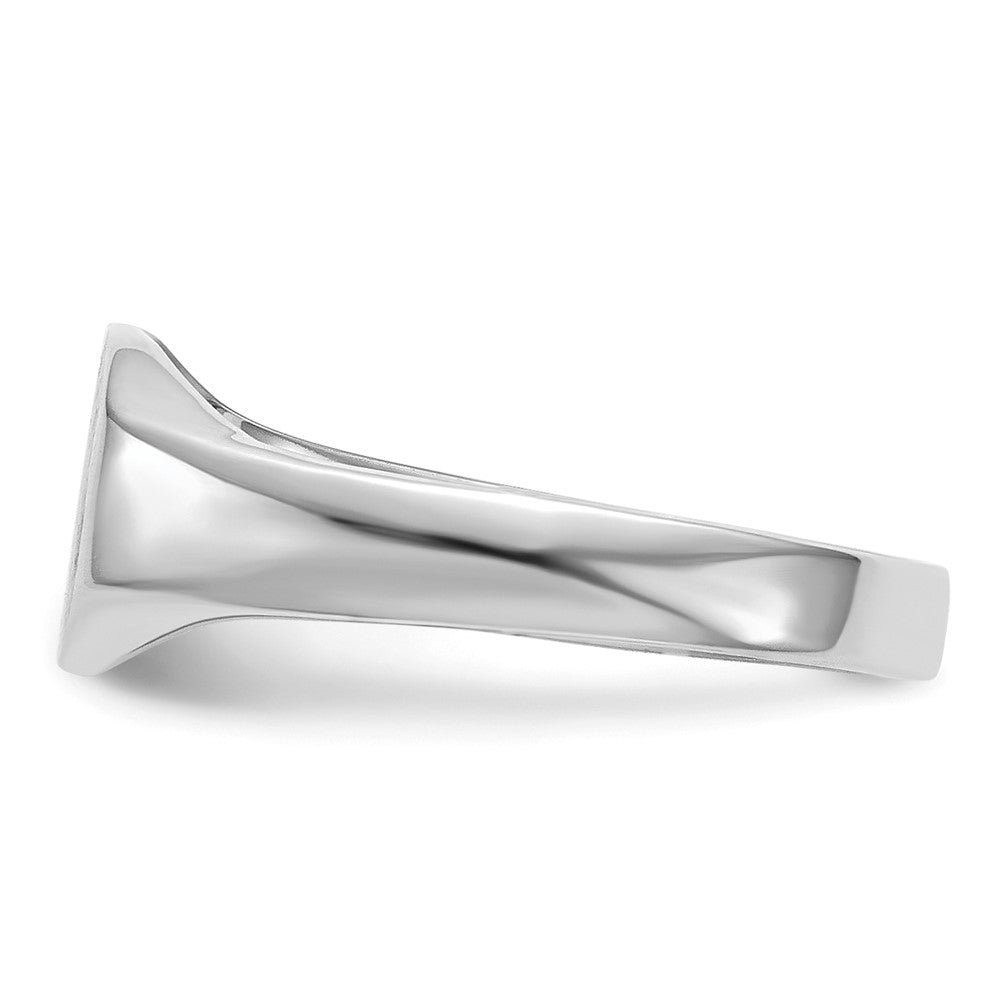 14k White Gold Signet Ring 8.5mmx6.5mm Solid Back
