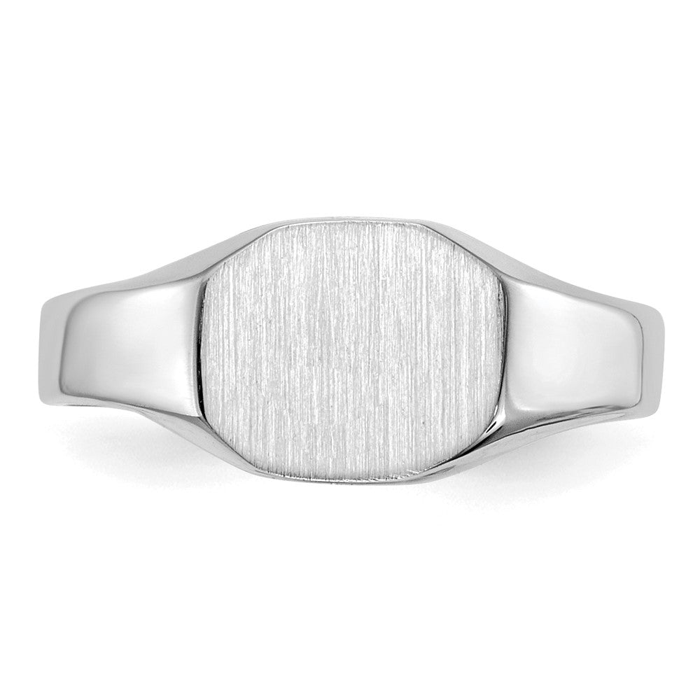 14k White Gold Signet Ring 8.5mmx6.5mm Solid Back