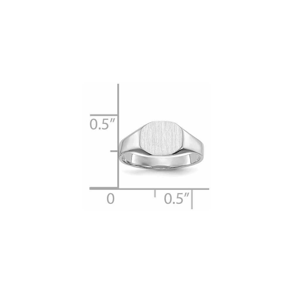 14k White Gold Signet Ring 8.5mmx6.5mm Solid Back