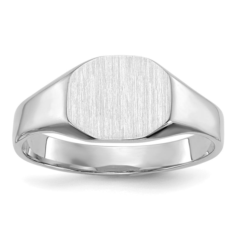 14k White Gold Signet Ring 8.5mmx6.5mm Solid Back