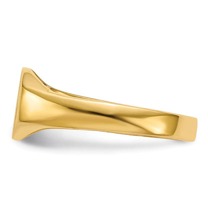 14K Yellow Gold Signet Ring 7.5mmx6mm Solid Back