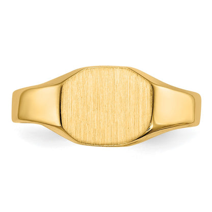 14K Yellow Gold Signet Ring 7.5mmx6mm Solid Back
