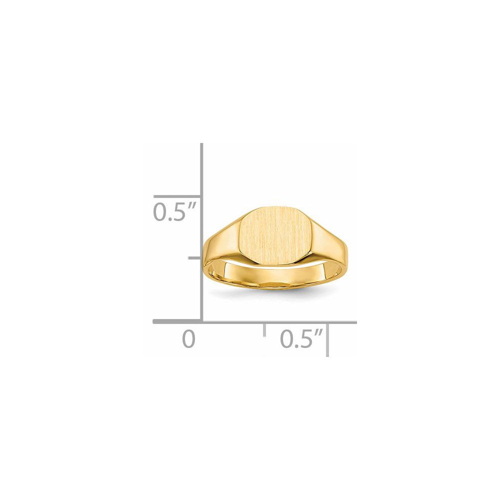 14K Yellow Gold Signet Ring 7.5mmx6mm Solid Back