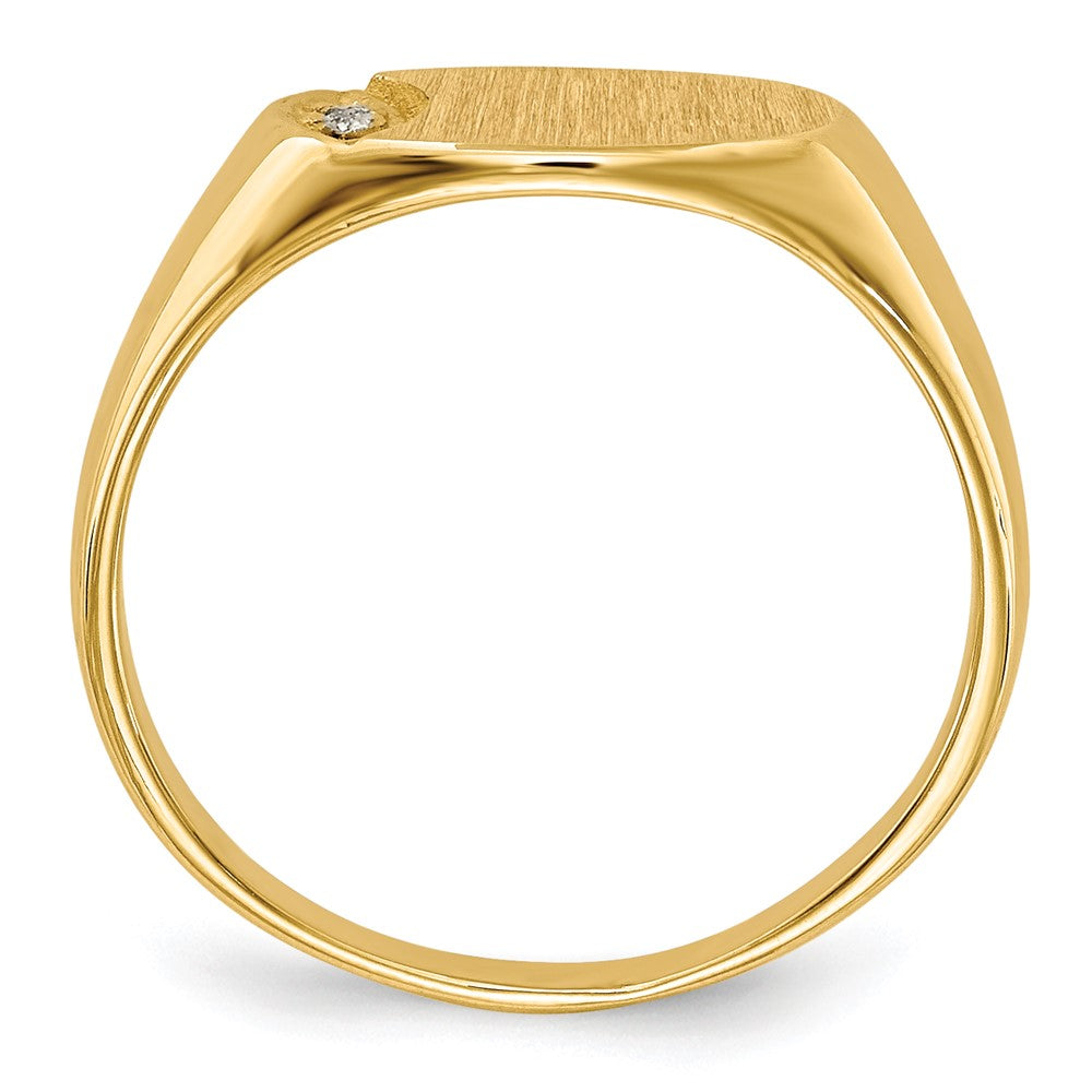 14K Yellow Gold AAA Real Diamond signet ring