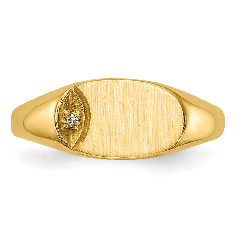 14K Yellow Gold Child's AA Real Diamond Signet Ring