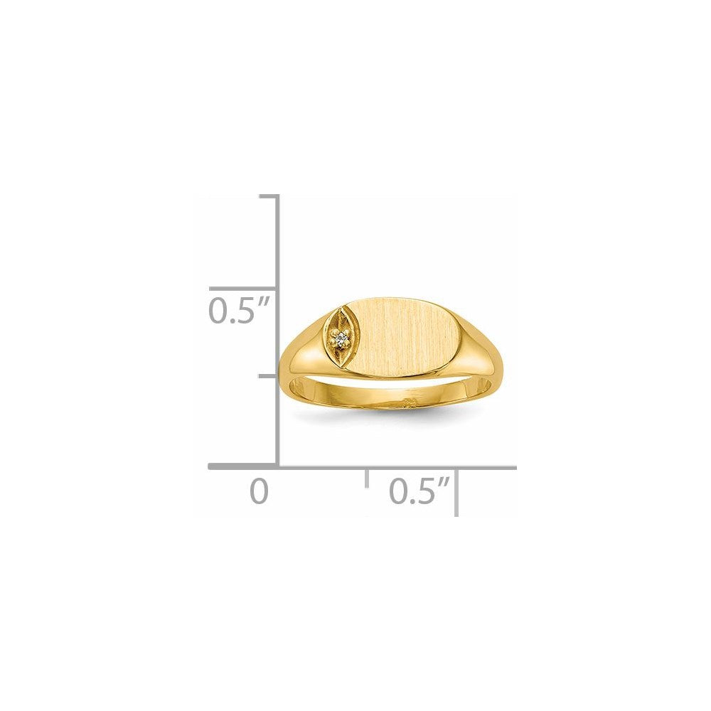 14K Yellow Gold Child's AA Real Diamond Signet Ring