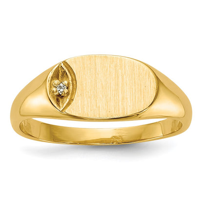 14K Yellow Gold Child's AA Real Diamond Signet Ring