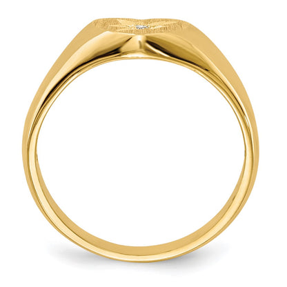 14K Yellow Gold AAA Real Diamond signet ring