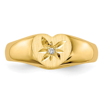 14K Yellow Gold AAA Real Diamond signet ring