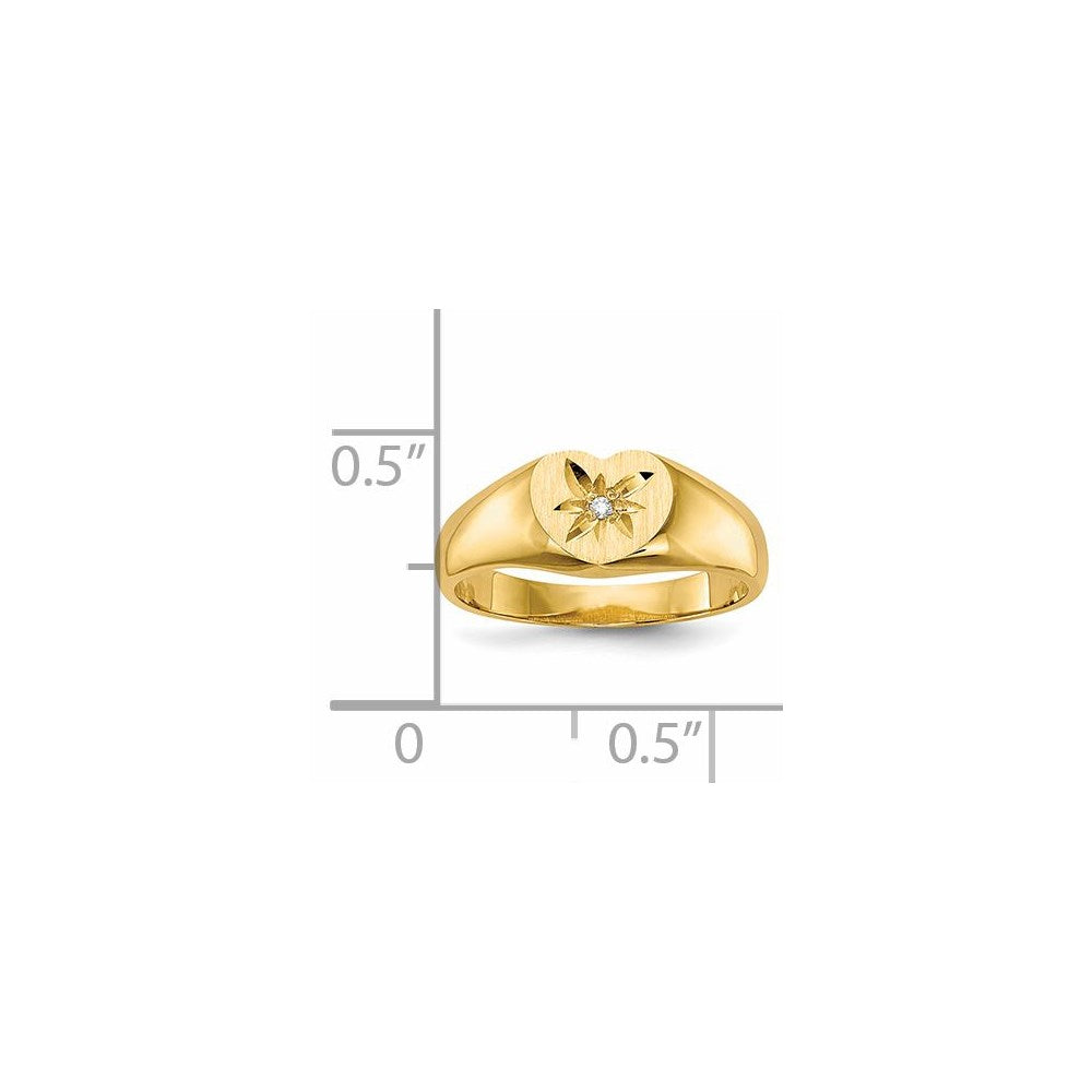 14K Yellow Gold AAA Real Diamond signet ring