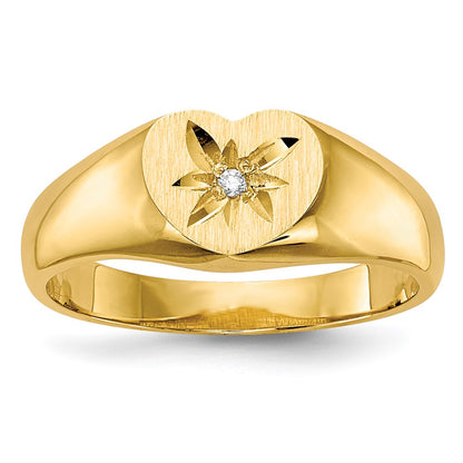 14K Yellow Gold AAA Real Diamond signet ring