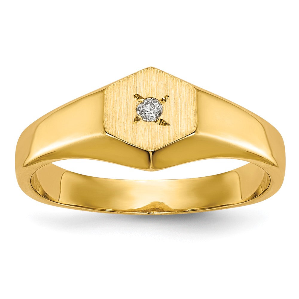 14k Yellow Gold Child's AAA Diamond Open Back Signet Ring