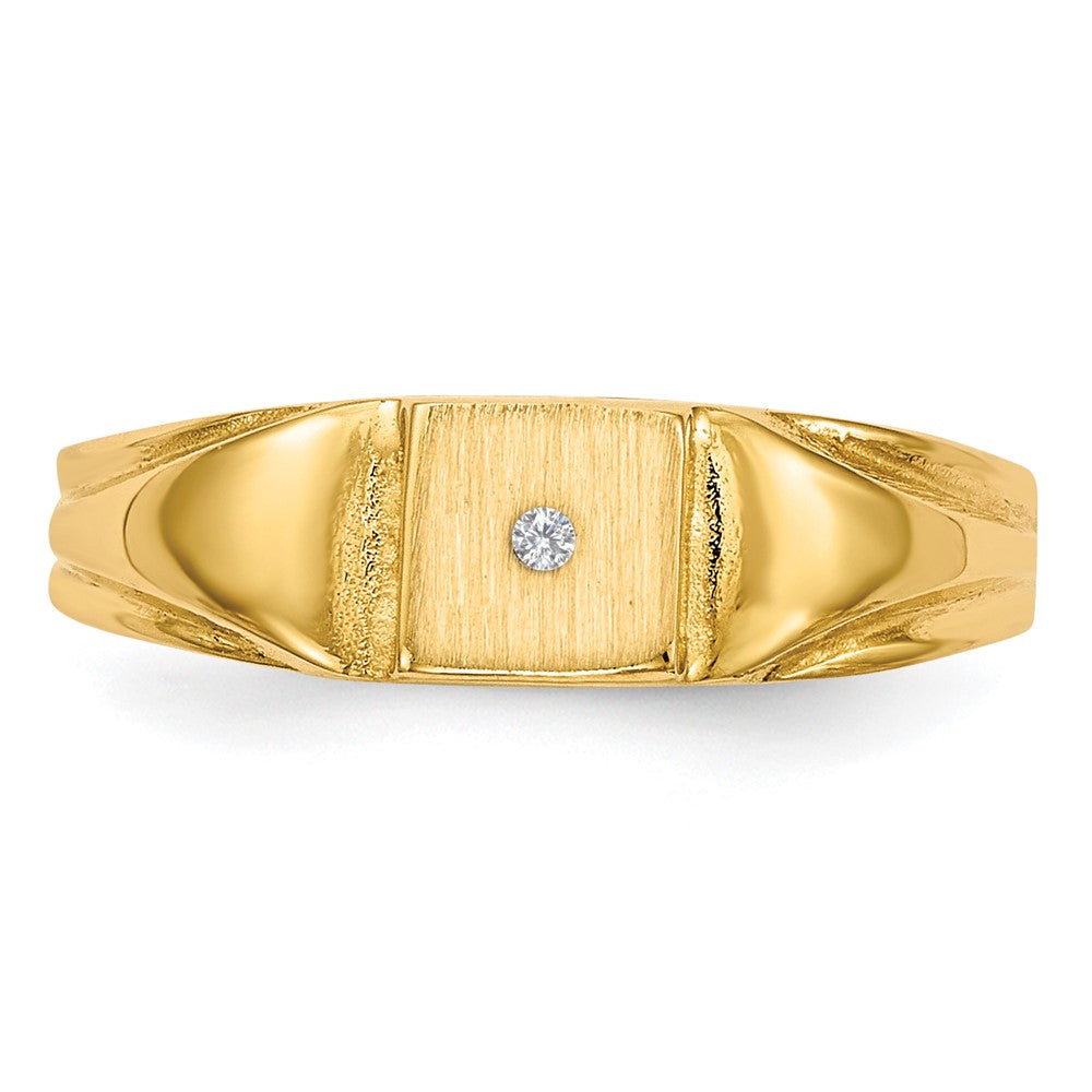14K Yellow Gold AAA Real Diamond signet ring