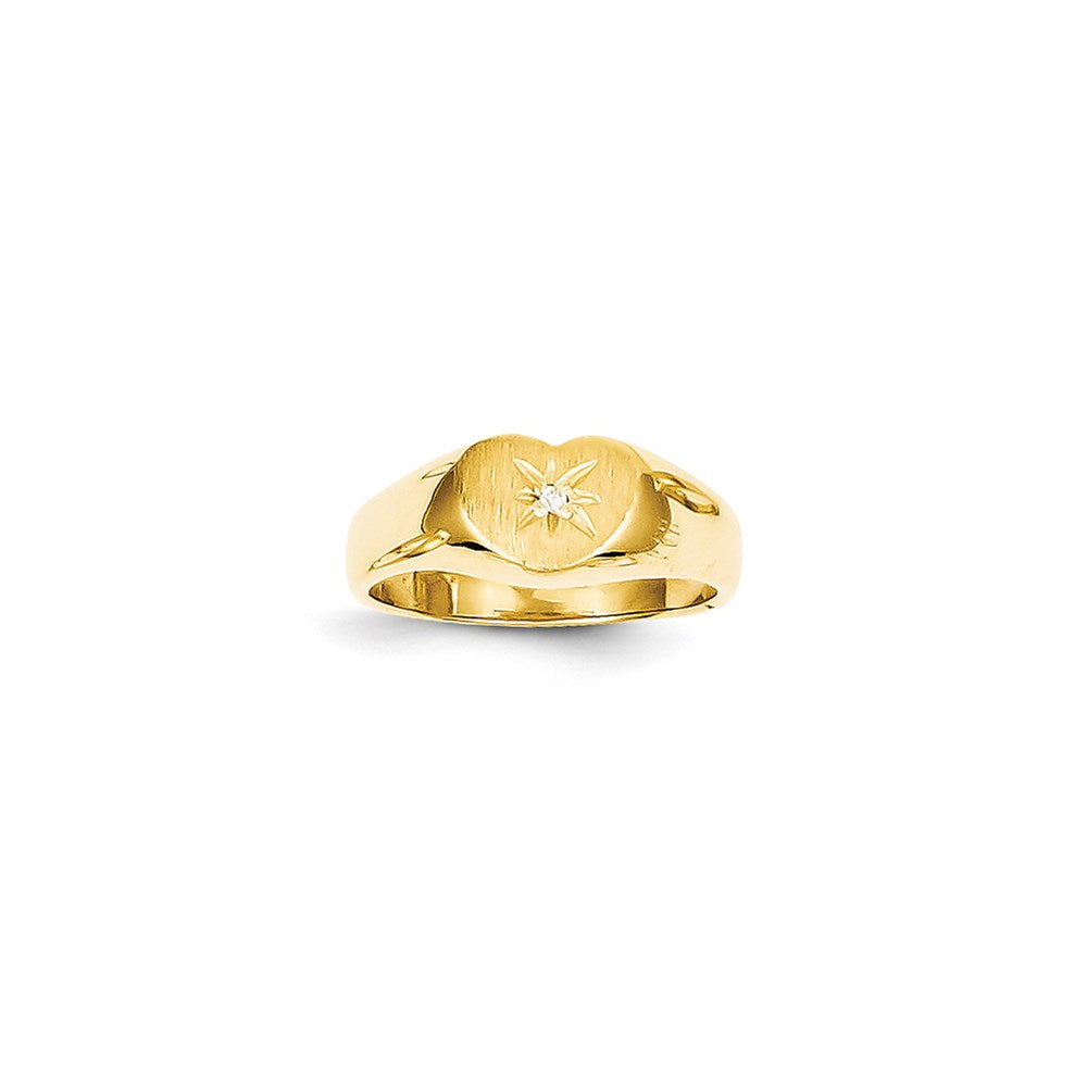 14k Yellow Gold AAA Diamond signet ring