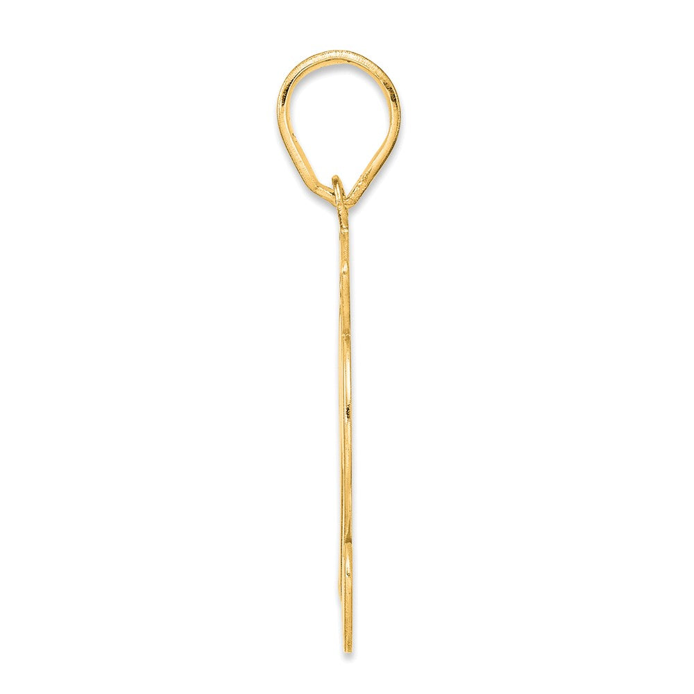 14k Yellow Gold Brushed Border Script Number 12 Pendant