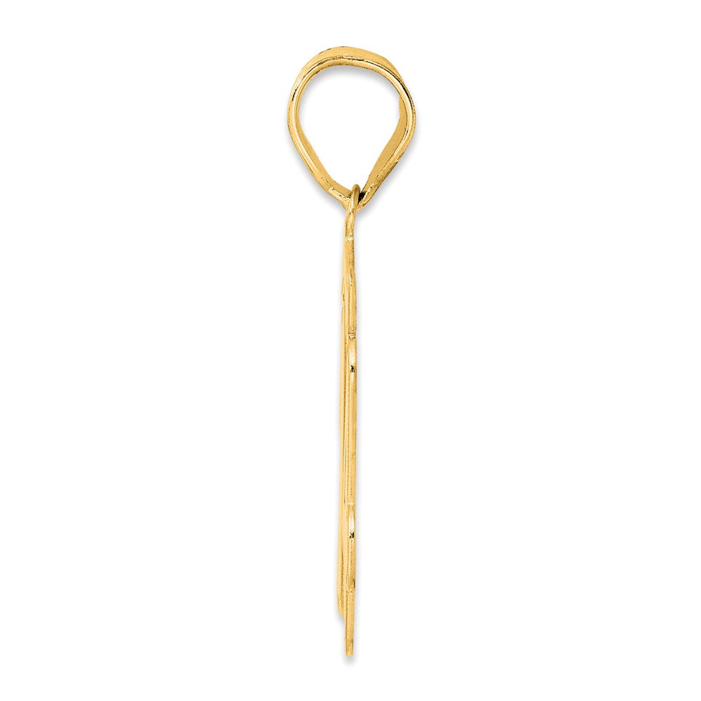 14k Yellow Gold Brushed Border Script Number 14 Pendant