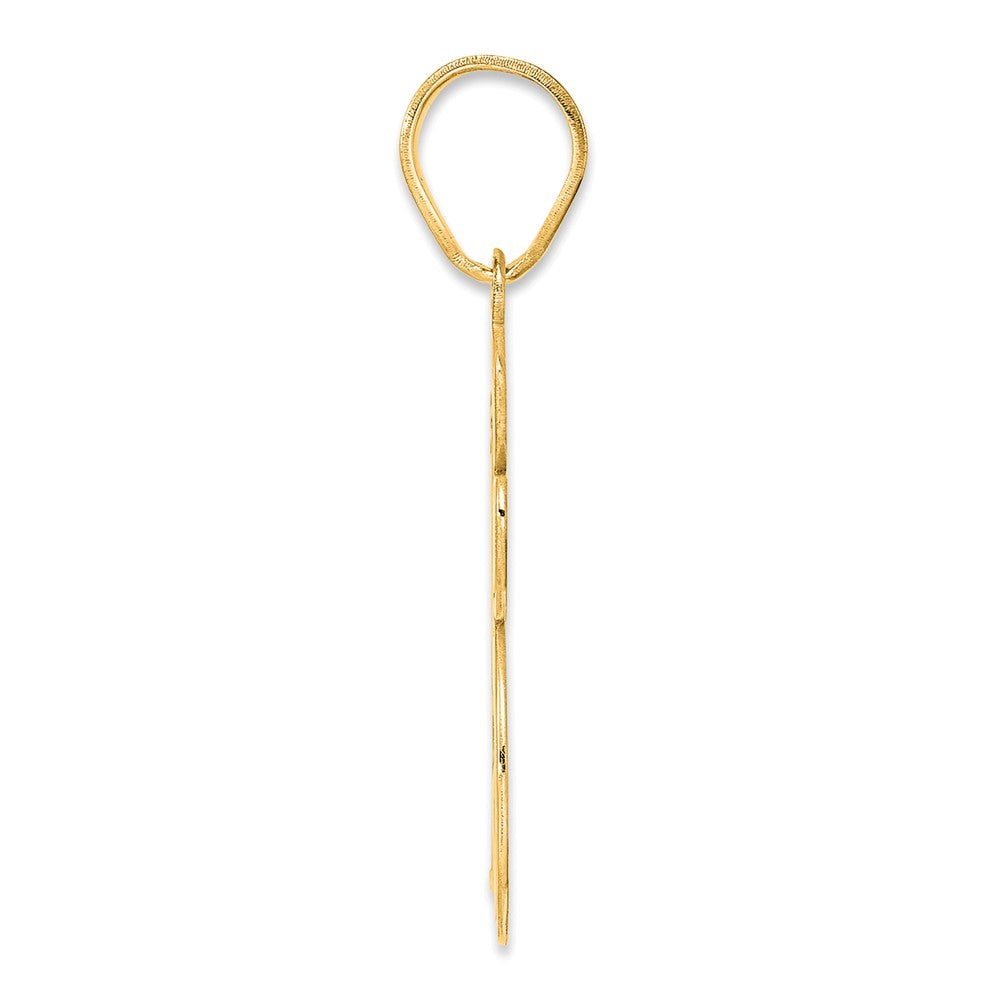 14k Yellow Gold Brushed Border Script Number 15 Pendant