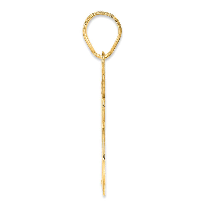14k Yellow Gold Brushed Border Script Number 15 Pendant