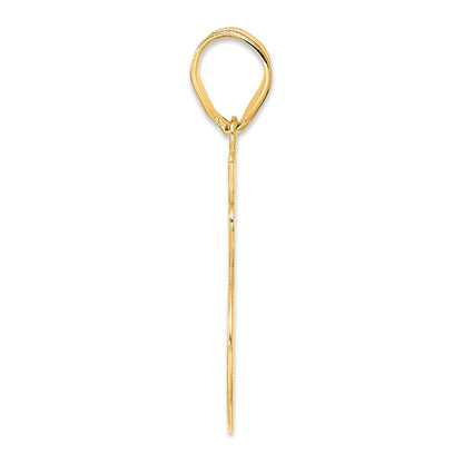 14k Yellow Gold Brushed Border Script Number 16 Pendant