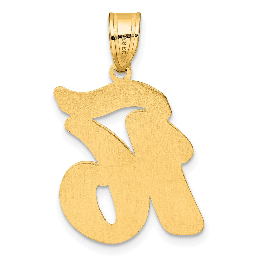 14k Yellow Gold Brushed Border Script Number 16 Pendant