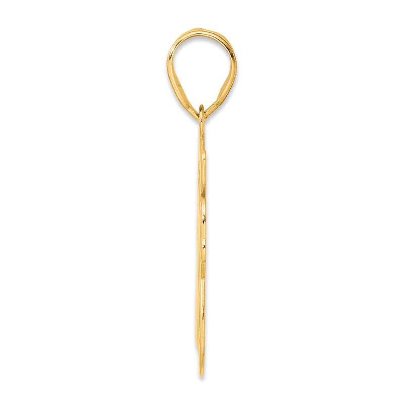 14k Yellow Gold Brushed Border Script Number 18 Pendant