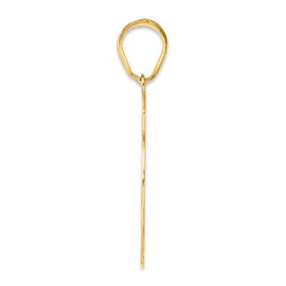 14k Yellow Gold Brushed Border Script Number 19 Pendant