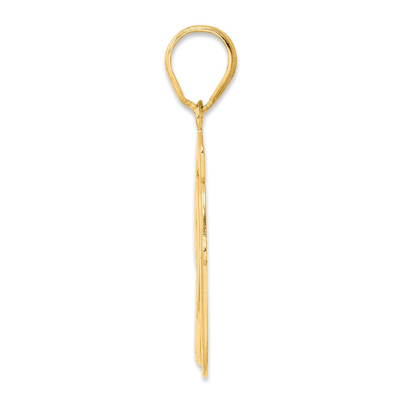 14k Yellow Gold Brushed Border Script Number 20 Pendant