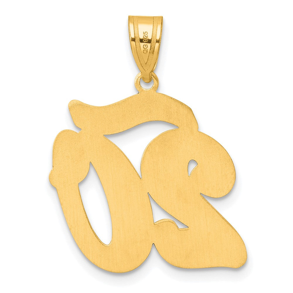 14k Yellow Gold Brushed Border Script Number 20 Pendant